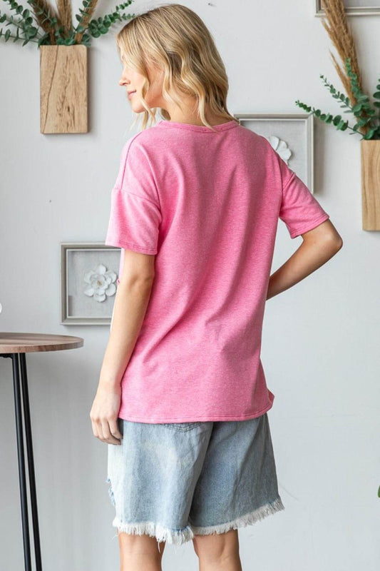 HOPELY Full Size Color Block Exposed Seam T-Shirt - Shop Style & More | Fresh Looks, Everyday Deals & Free Shipping