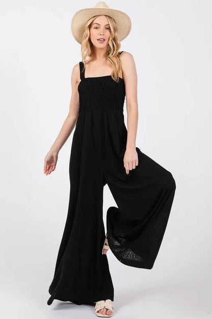 SAGE+FIG Smocked Flowy Wide Leg Jumpsuit - Shop Style & More | Fresh Looks, Everyday Deals & Free Shipping