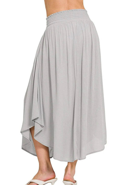 Zenana Woven Crinkle Smocked Waist Maxi Skirt W Pockets - Shop Style & More | Fresh Looks, Everyday Deals & Free Shipping