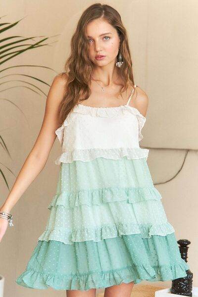 ADORA Swiss Dot Ruffled Tiered Mini Dress - Shop Style & More | Fresh Looks, Everyday Deals & Free Shipping