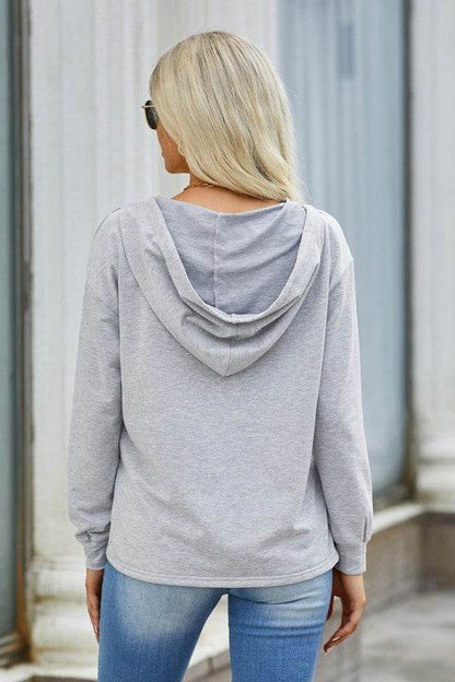 Solid Lace Trim Long Sleeve Loose Hoodie - Shop Style & More | Fresh Looks, Everyday Deals & Free Shipping
