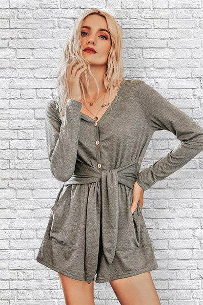 Button Down V Neck Solid Romper - Shop Style & More | Fresh Looks, Everyday Deals & Free Shipping