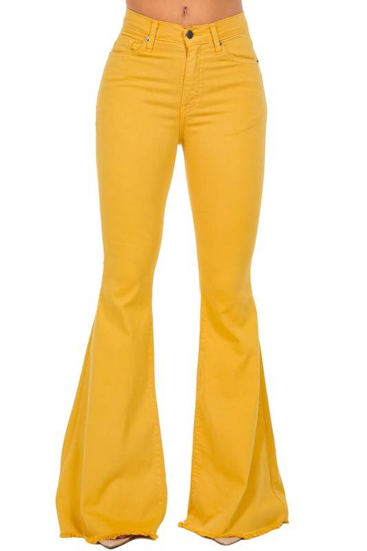 Bell Bottom Jean in Mustard- Inseam 30 - Shop Style & More | Fresh Looks, Everyday Deals & Free Shipping