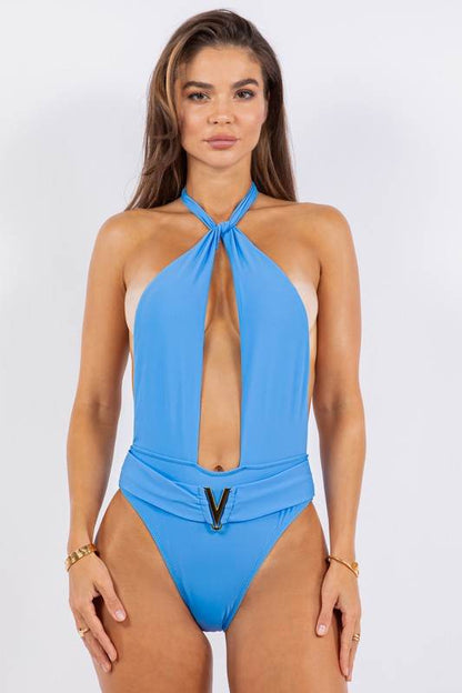 ONE PIECE BATHING SUIT DEEP OPEN WITH BELT ON WAIS - Shop Style & More | Fresh Looks, Everyday Deals & Free Shipping