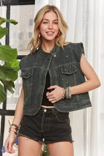 ADORA Sleeveless Button Down Denim Jacket - Shop Style & More | Fresh Looks, Everyday Deals & Free Shipping