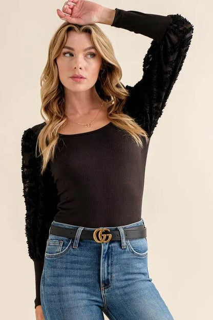 And The Why Textured Puff Sleeve Bodysuit - Shop Style & More | Fresh Looks, Everyday Deals & Free Shipping