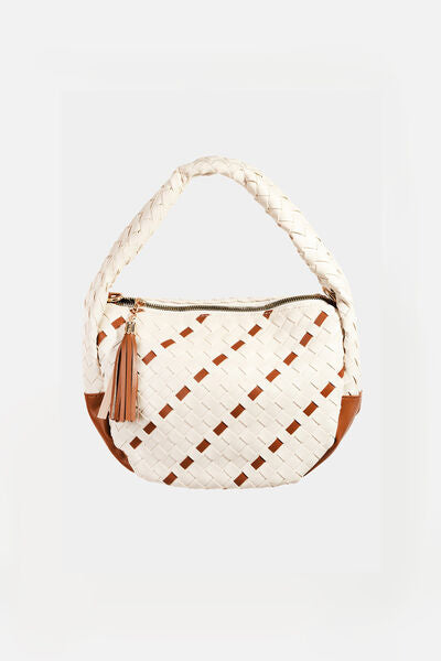 Fame Tassel Detail Weave Semi Circle Bag Ivory One Size Bags