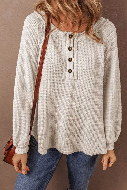 Lyla Waffle Buttoned Top - Shop Style & More | Fresh Looks, Everyday Deals & Free Shipping