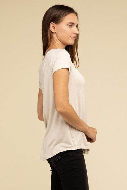 Flowy Round Hem Rayon Short Sleeve Top - Shop Style & More | Fresh Looks, Everyday Deals & Free Shipping