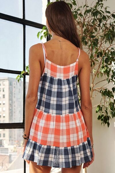 ADORA Plaid Tiered Babydoll Cami Top - Femme & Flirty