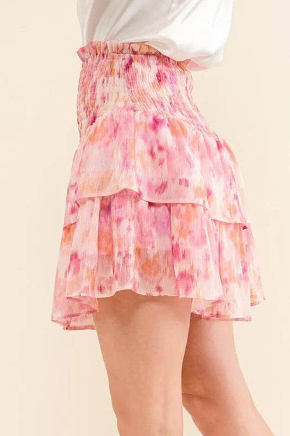 And The Why Printed Lurex Smocked Waist Tiered Skort - Shop Style & More | Fresh Looks, Everyday Deals & Free Shipping