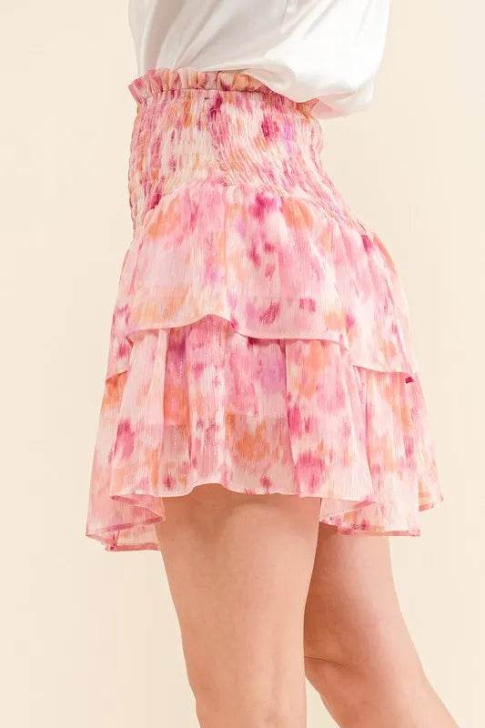 And The Why Printed Lurex Smocked Waist Tiered Skort - Shop Style & More | Fresh Looks, Everyday Deals & Free Shipping