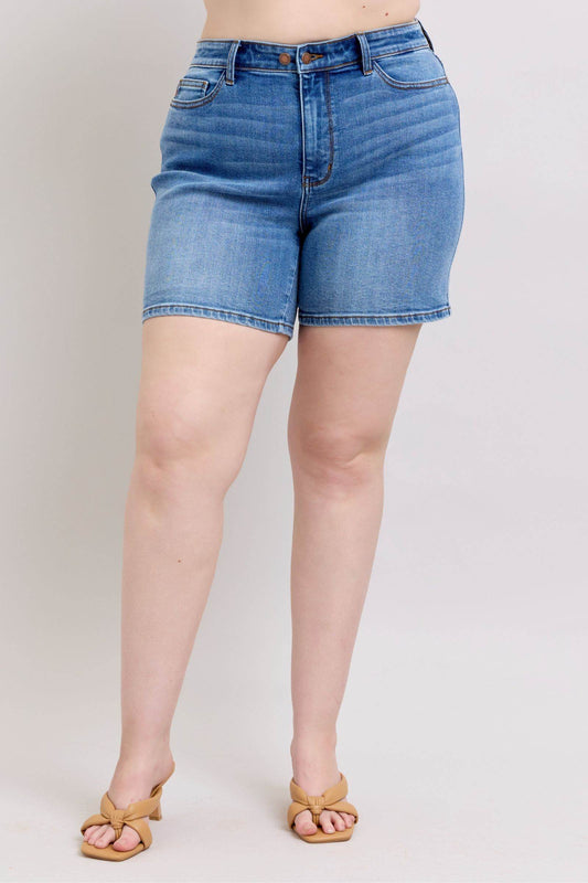 Judy Blue Full Size 2 Button Denim Shorts with Pockets Plus Size - Shop Style & More | Fresh Looks, Everyday Deals & Free Shipping
