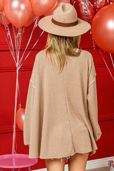 BiBi V-Neck Waffle Top with Uneven Hem - Shop Style & More | Fresh Looks, Everyday Deals & Free Shipping