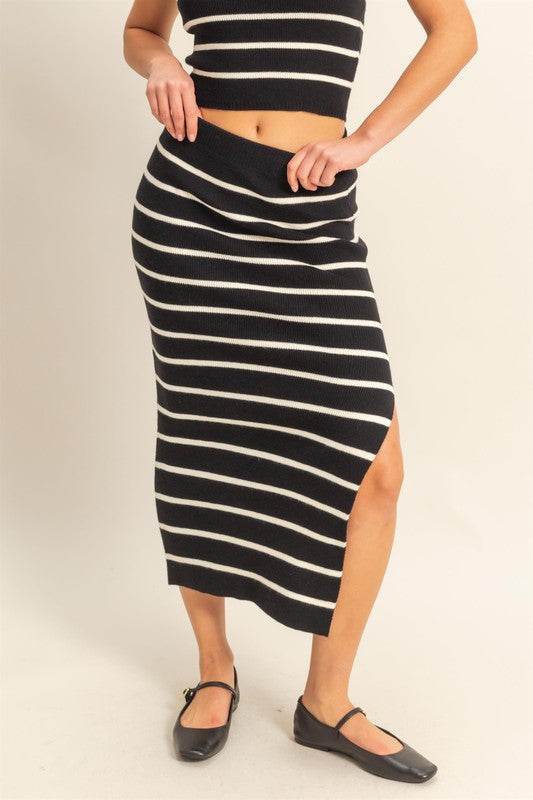 HYFVE Side Slit Striped Bodycon Sweater Skirt - Shop Style & More | Fresh Looks, Everyday Deals & Free Shipping