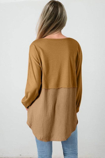 Dahlia Crinkle Splicing Raw Hem High Low Oversized - Shop Style & More | Fresh Looks, Everyday Deals & Free Shipping