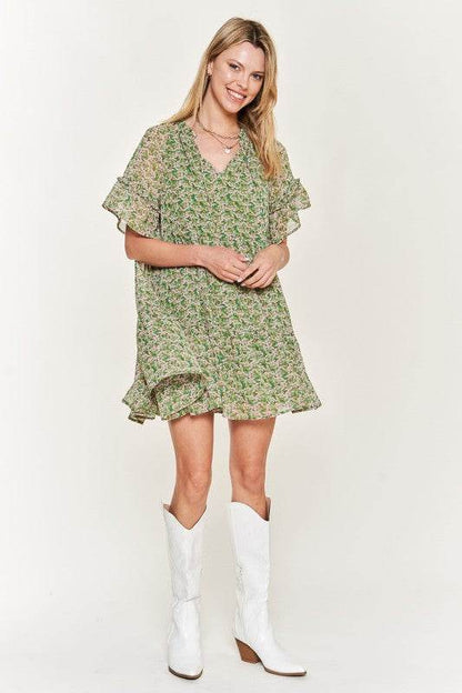 Floral print v-neck mini dress - Shop Style & More | Fresh Looks, Everyday Deals & Free Shipping