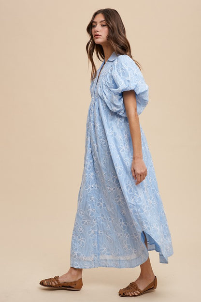 Annie Wear Floral Smock Detail Puff Sleeve Dress Casual Dresses