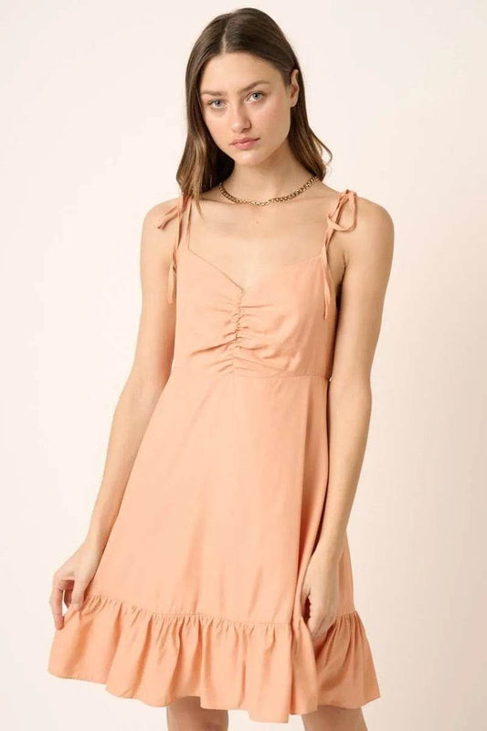 Mittoshop Ruched Detail Spaghetti Tie Mini Dress - Shop Style & More | Fresh Looks, Everyday Deals & Free Shipping
