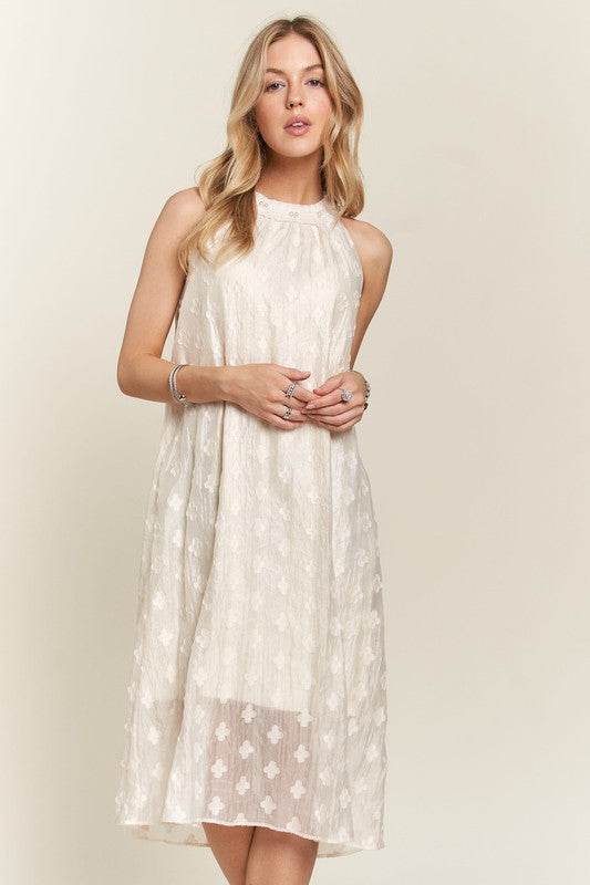 ADORA Applique Pearl Detail Grecian Neck Midi Dress - Shop Style & More | Fresh Looks, Everyday Deals & Free Shipping