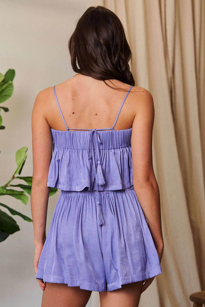 Davi & Dani Pleated Body Elastic Back Babydoll Strappy Top - Shop Style & More | Fresh Looks, Everyday Deals & Free Shipping