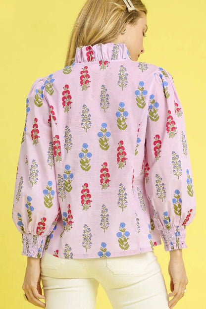 Umgee Floral Print Lantern Sleeve Button Down Shirt - Shop Style & More | Fresh Looks, Everyday Deals & Free Shipping