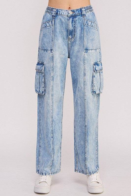 HIGH WAIST BAGGY DENIM CARGO ANKLE LENGTH TROUSERS - Shop Style & More | Fresh Looks, Everyday Deals & Free Shipping