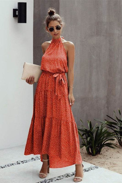Tie Back Polka Dot Ruffle Hem Halter Dress - Shop Style & More | Fresh Looks, Everyday Deals & Free Shipping
