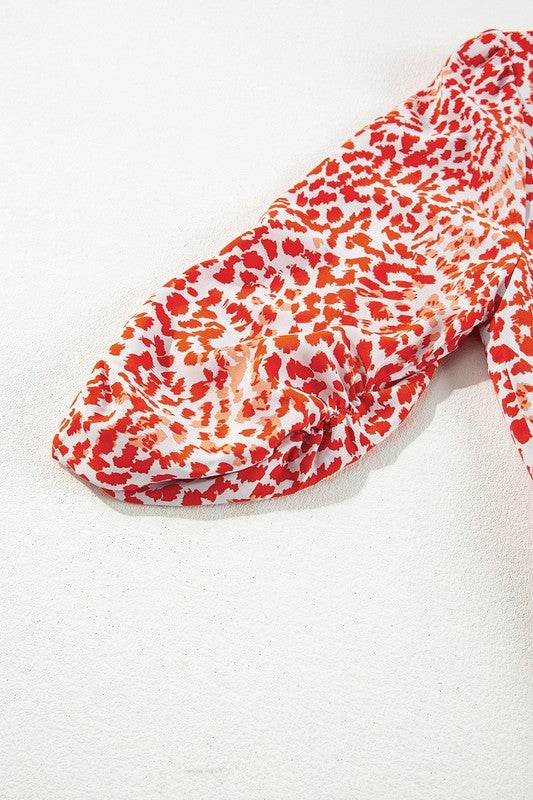 Red Leopard Print Long Sleeve Hollowed Back Dress - Shop Style & More | Fresh Looks, Everyday Deals & Free Shipping