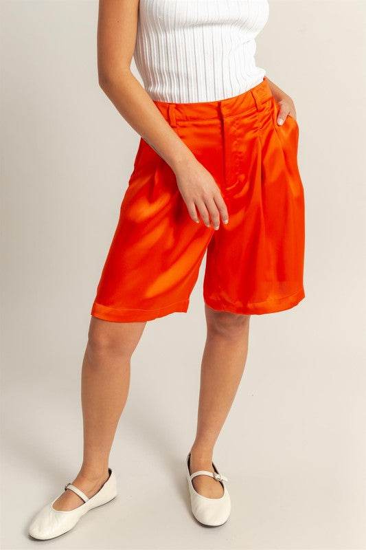 HYFVE High-Waist Pleated Satin Shorts - Shop Style & More | Fresh Looks, Everyday Deals & Free Shipping