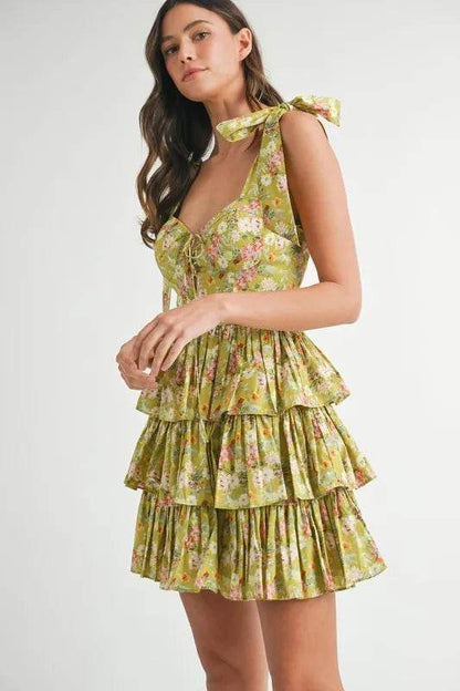 MABLE Floral Print Shoulder Tie Layered Mini Dress - Shop Style & More | Fresh Looks, Everyday Deals & Free Shipping