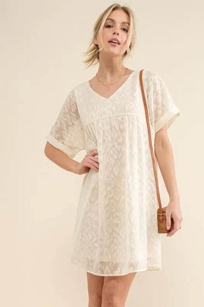 And The Why Woven Leopard Baby Doll Roll-Sleeve Casual Dress - Shop Style & More | Fresh Looks, Everyday Deals & Free Shipping
