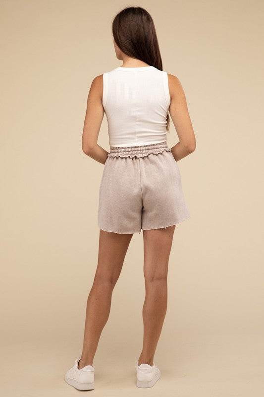 Acid Wash Fleece Drawstring Shorts with Pockets - Shop Style & More | Fresh Looks, Everyday Deals & Free Shipping