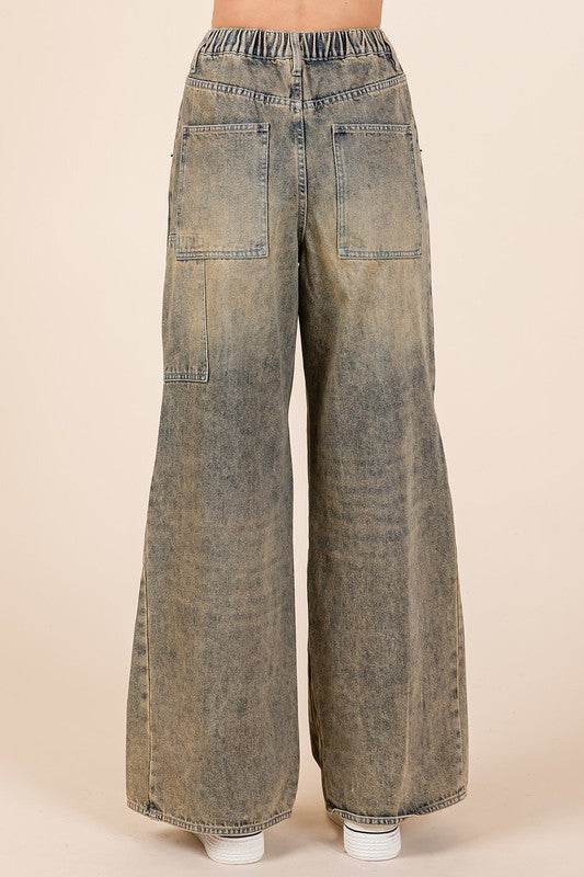 Mittoshop Washed Wide Leg Jeans with Pockets - Shop Style & More | Fresh Looks, Everyday Deals & Free Shipping