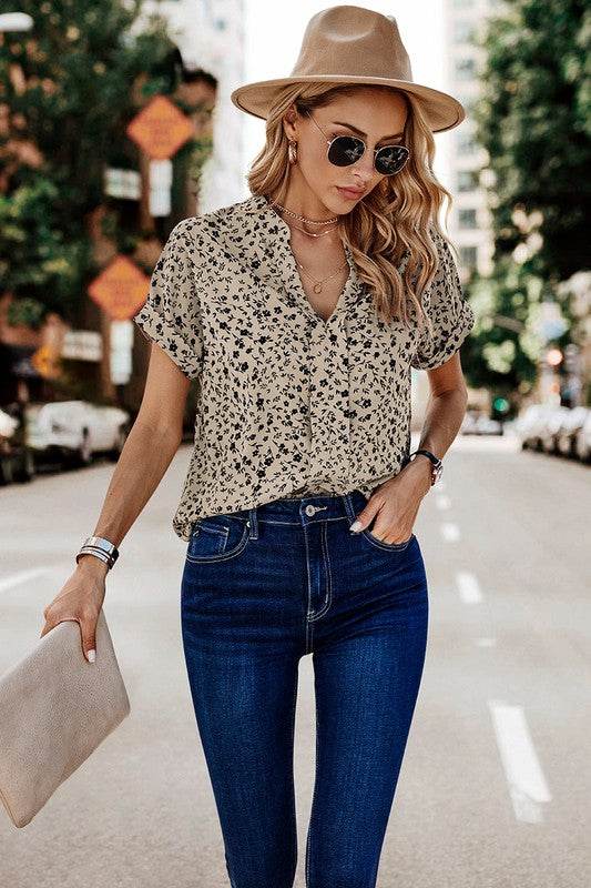V Neck Floral Print Batwing Sleeve Blouse - Shop Style & More | Fresh Looks, Everyday Deals & Free Shipping