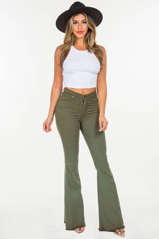 Bell Bottom Jean in Olive- Inseam 30" - Shop Style & More | Fresh Looks, Everyday Deals & Free Shipping