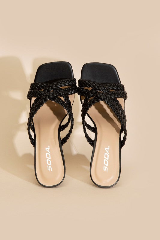 KELLAN-S Double Cross Braided Heels Sandals