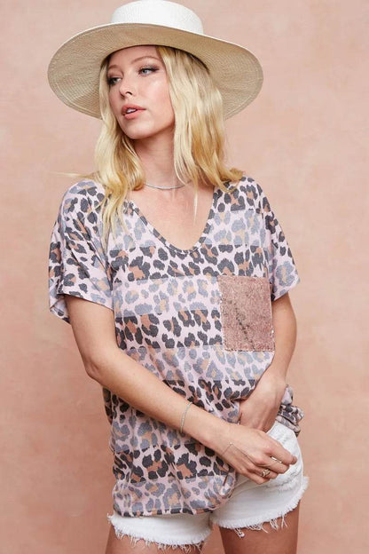 BiBi Leopard Stripe Printed Jersey T-Shirt - Shop Style & More | Fresh Looks, Everyday Deals & Free Shipping