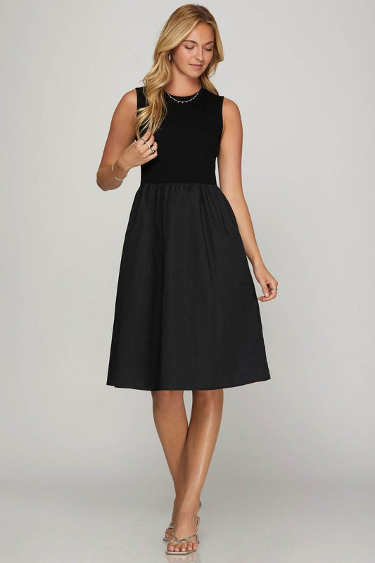 She + Sky Full Size Sleeveless Poplin Woven Midi Dress with Pockets Plus Size - Shop Style & More | Fresh Looks, Everyday Deals & Free Shipping