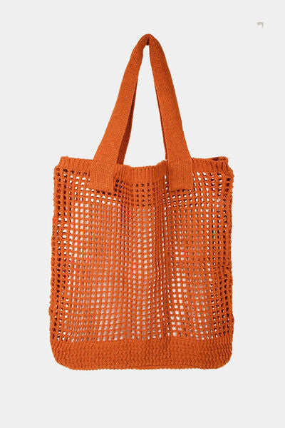 Fame Pointelle Knit Crochet Tote Bag Ru One Size Bags