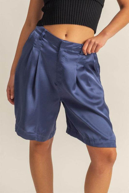 HYFVE High-Waist Pleated Satin Shorts - Shop Style & More | Fresh Looks, Everyday Deals & Free Shipping