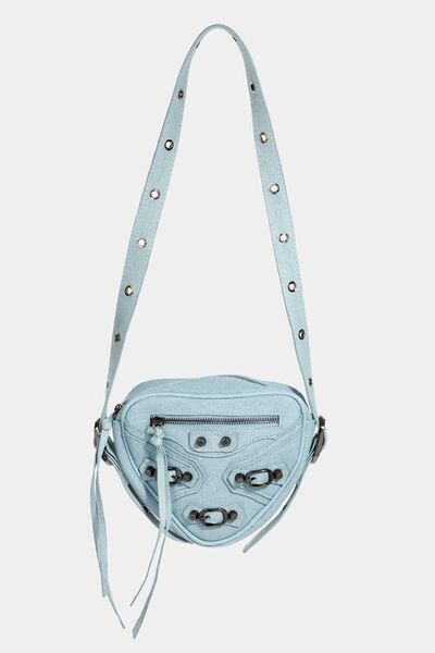 Fame PU Leather Triangle Crossbody Bag Blue One Size Bags