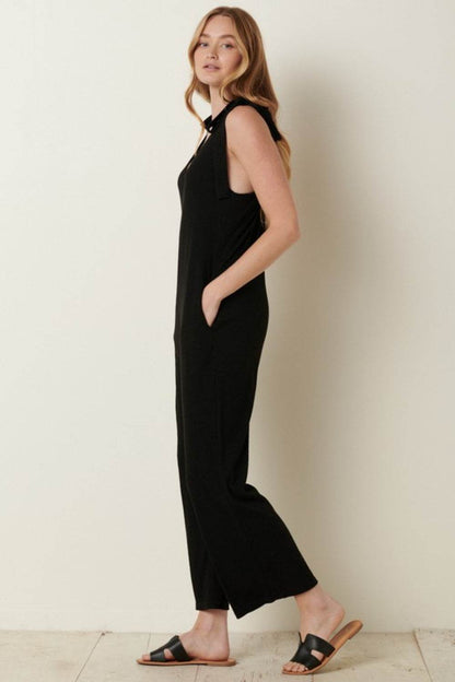 Mittoshop Rib Knit V-Neck Cross Back Jumpsuit - Shop Style & More | Fresh Looks, Everyday Deals & Free Shipping
