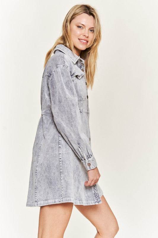 WASHED CORDUROY MINI DRESS JJD5006 - Shop Style & More | Fresh Looks, Everyday Deals & Free Shipping