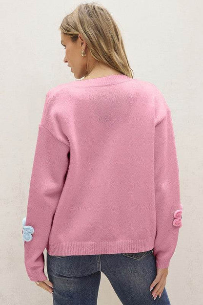 Knitted Floral Pattern Button Up Cardigan - Shop Style & More | Fresh Looks, Everyday Deals & Free Shipping