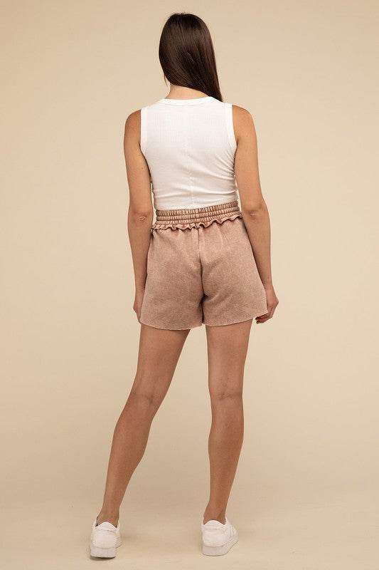 Acid Wash Fleece Drawstring Shorts with Pockets - Shop Style & More | Fresh Looks, Everyday Deals & Free Shipping