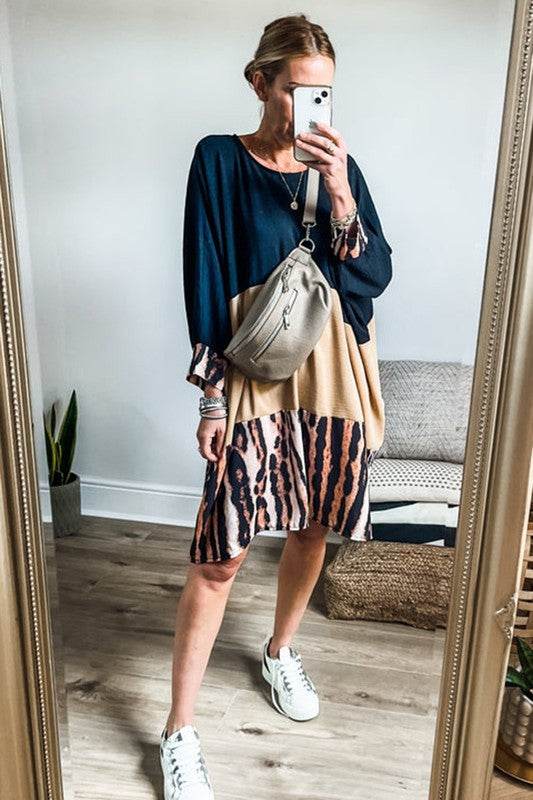 Women Colorblock Bishop Sleeve Mini Dress - Shop Style & More | Fresh Looks, Everyday Deals & Free Shipping