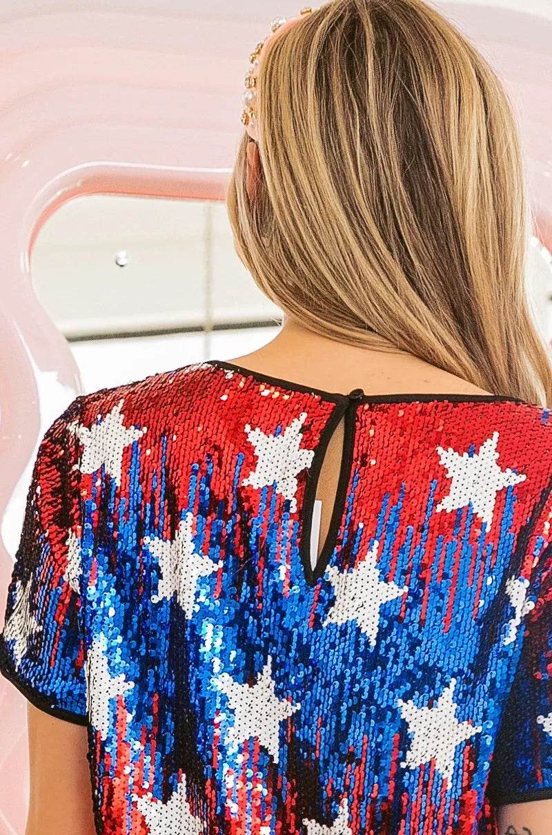 BiBi American Theme Star Pattern Sequin Top - Shop Style & More | Fresh Looks, Everyday Deals & Free Shipping