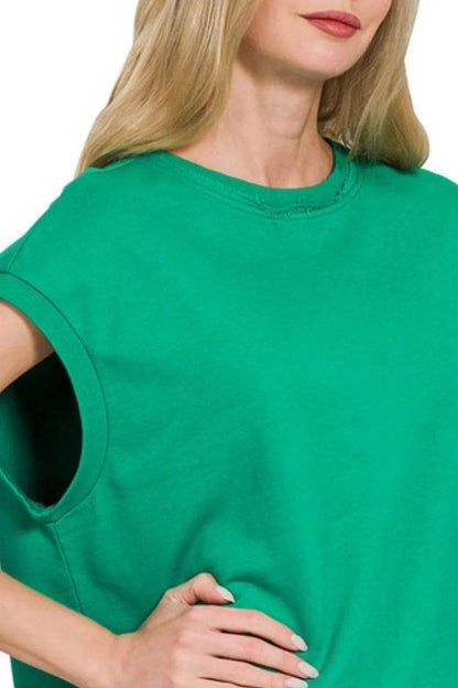 Zenana French Terry Round Neck Cap Sleeve T-Shirt - Shop Style & More | Fresh Looks, Everyday Deals & Free Shipping