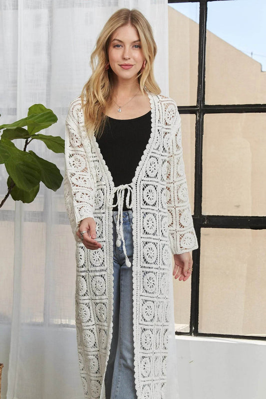 ADORA Long Sleeves Crochet Elastic Cardigan - Shop Style & More | Fresh Looks, Everyday Deals & Free Shipping